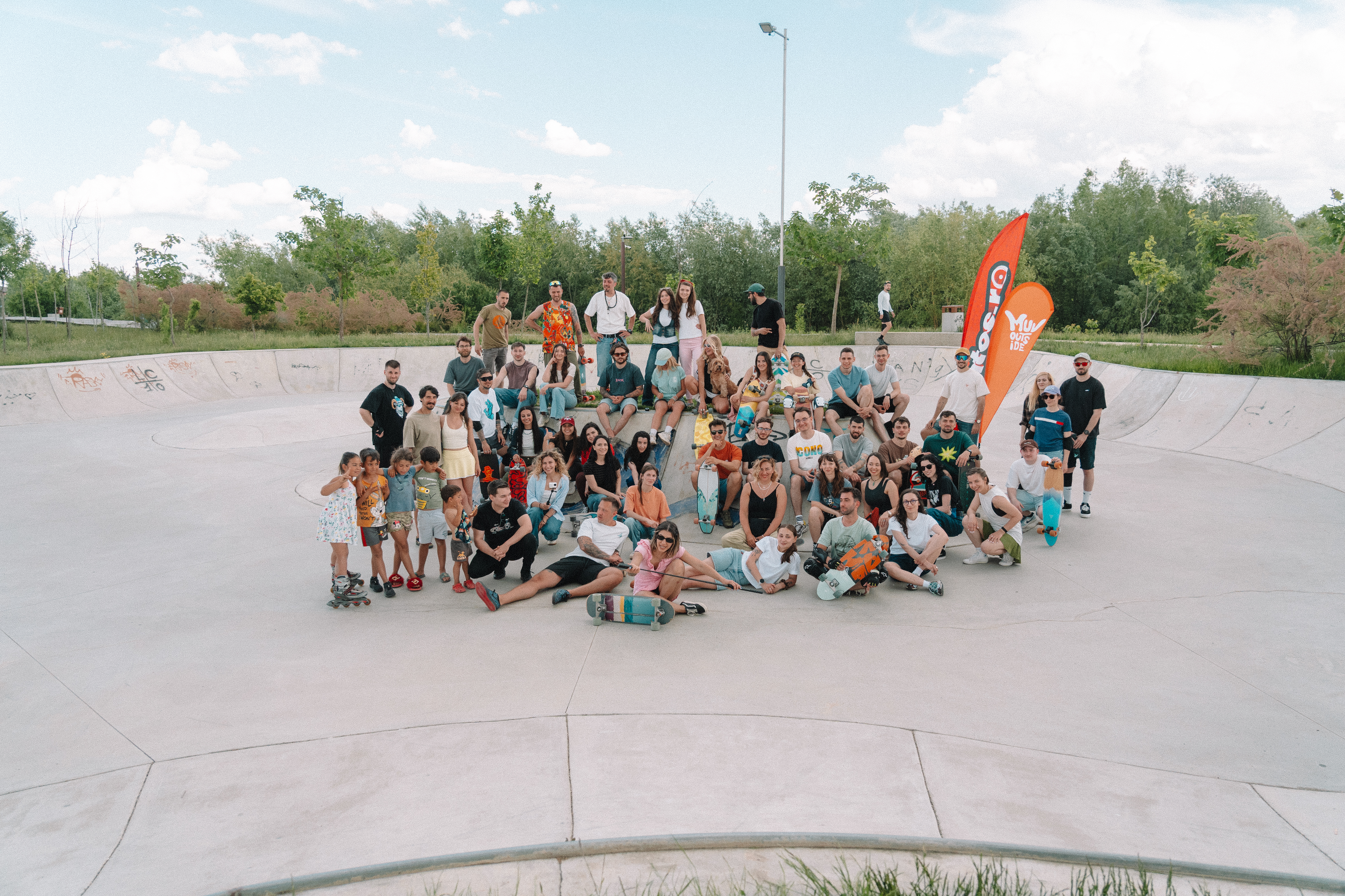 Crew skateboarding